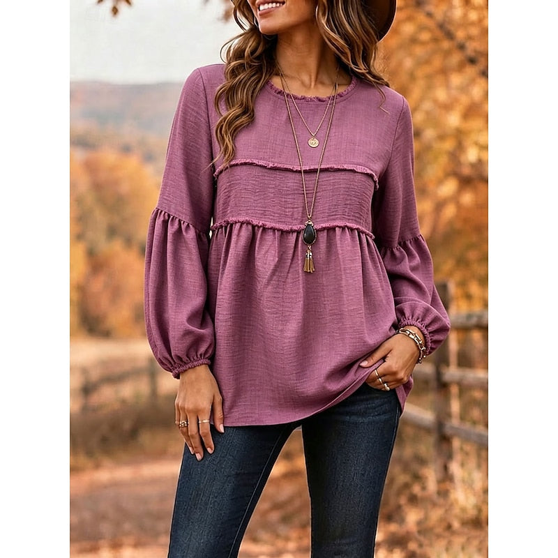 Relaxed Peplum Blouse for Women