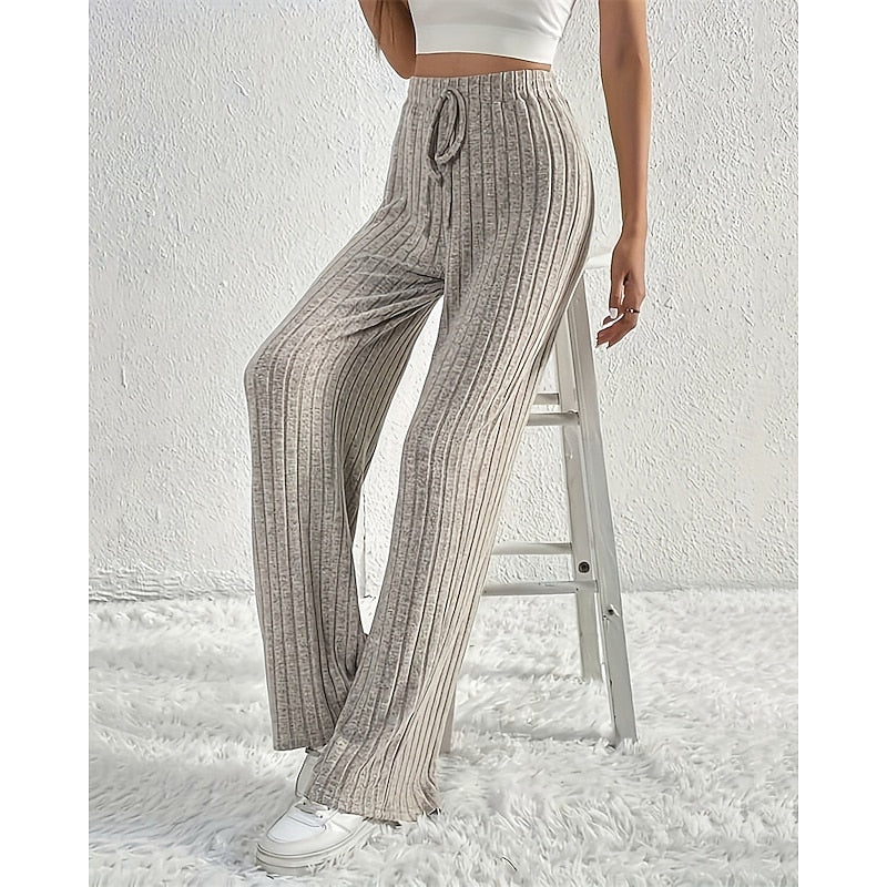 Ladies Wide-Leg High-Waist Pants