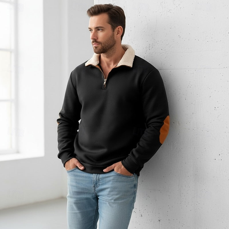 Standing Collar Half-Zip Pullover for Men, Plus Size