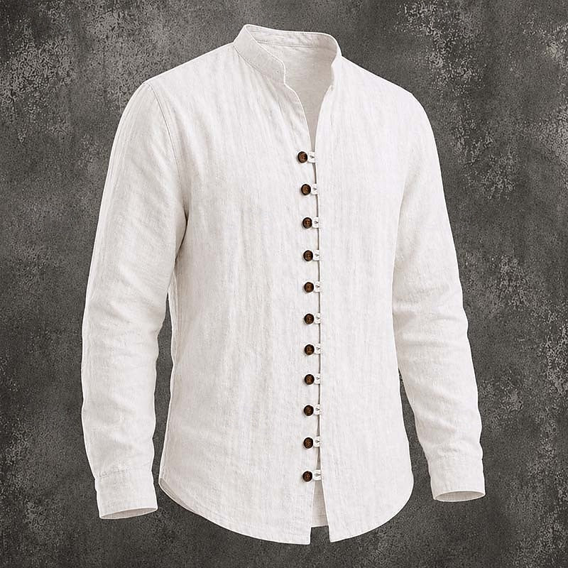 Band Collar Casual Shirt for Men, Plus Size