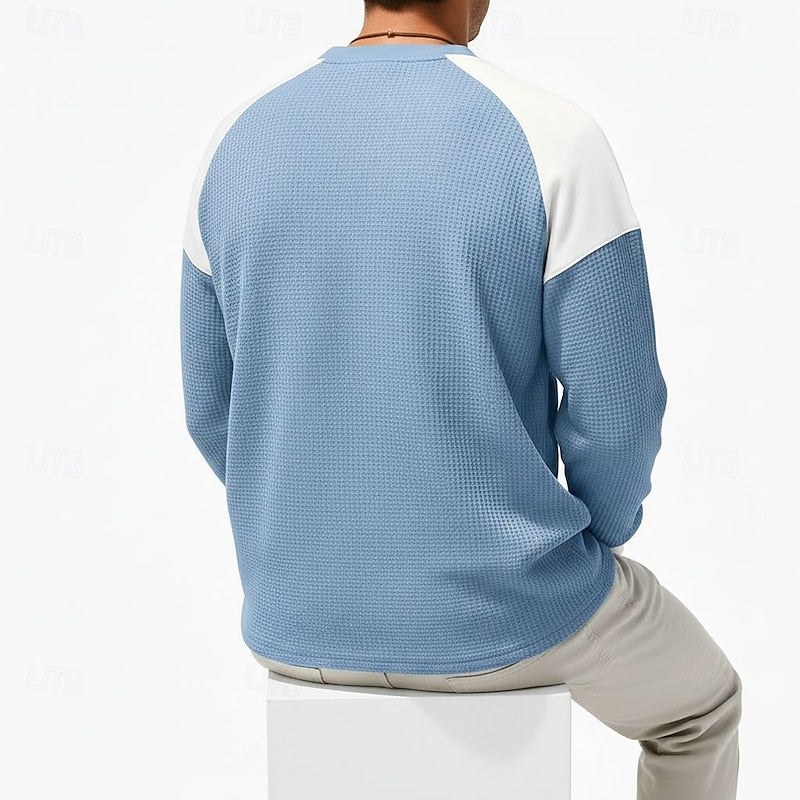 Colorblock Long-Sleeve Henley for Men