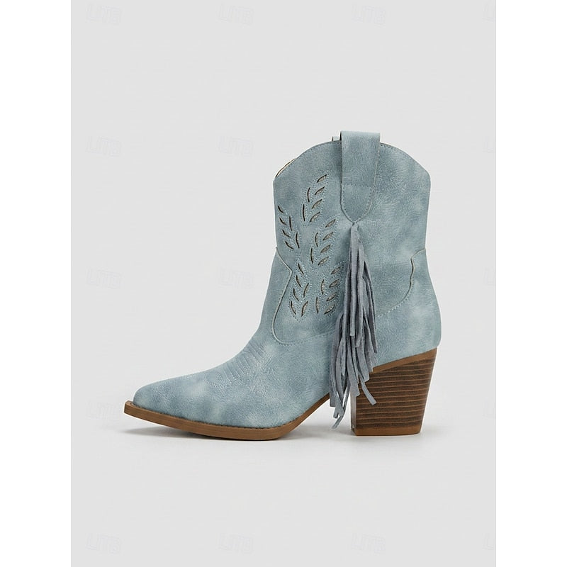 Tasseled Western Ankle Boots for Women