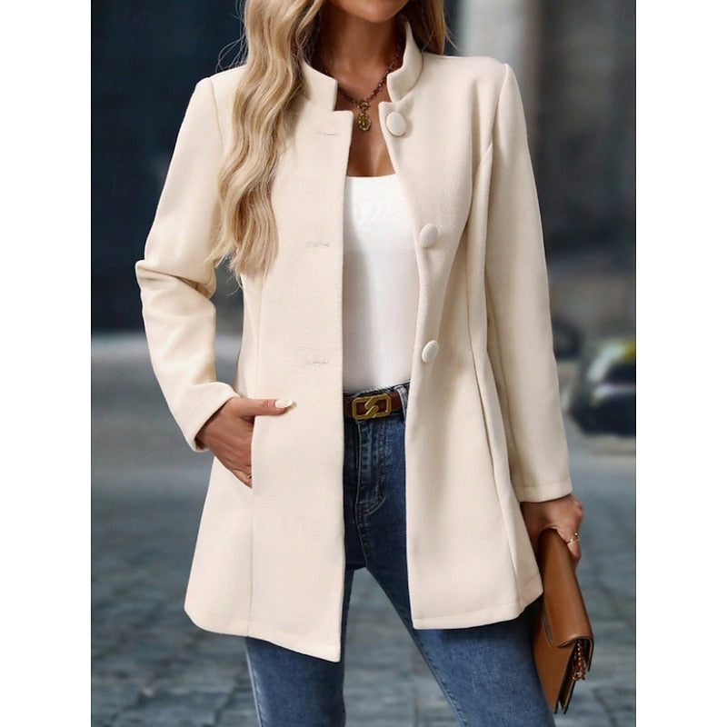 Stand-Collar Coat, Women's Elegant Fit
