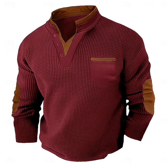 Henley Shirt for Men, Textured Style