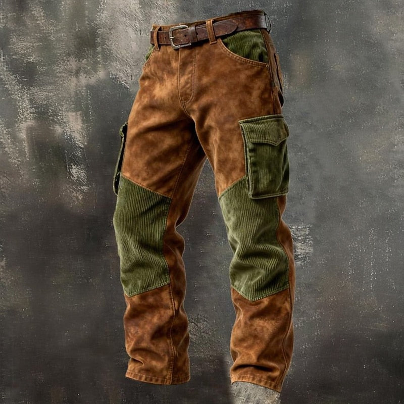Rugged Two-Tone Cargo Pants for Men, Plus Size