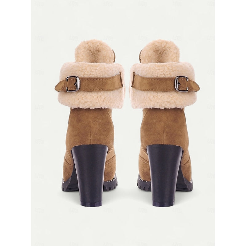Fur-Trimmed Lace-Up Winter Boots for Women