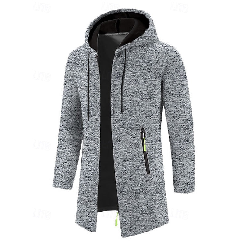 Hooded Longline Coat for Men, Plus Size