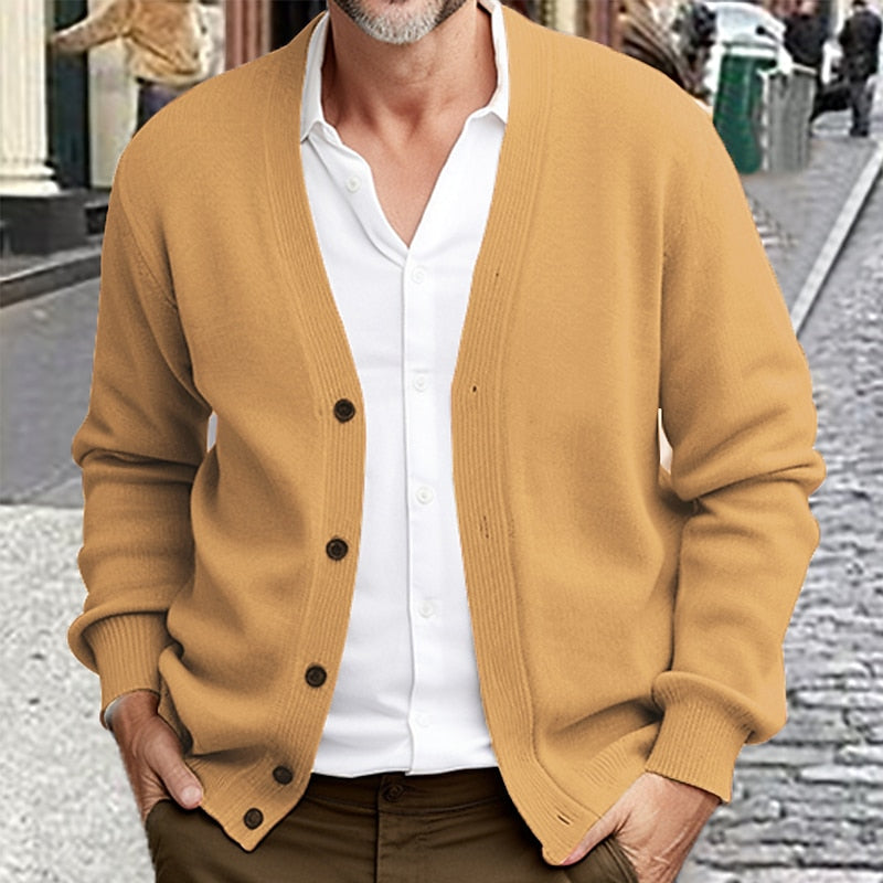 V-Neck Cardigan for Men, Refined Style