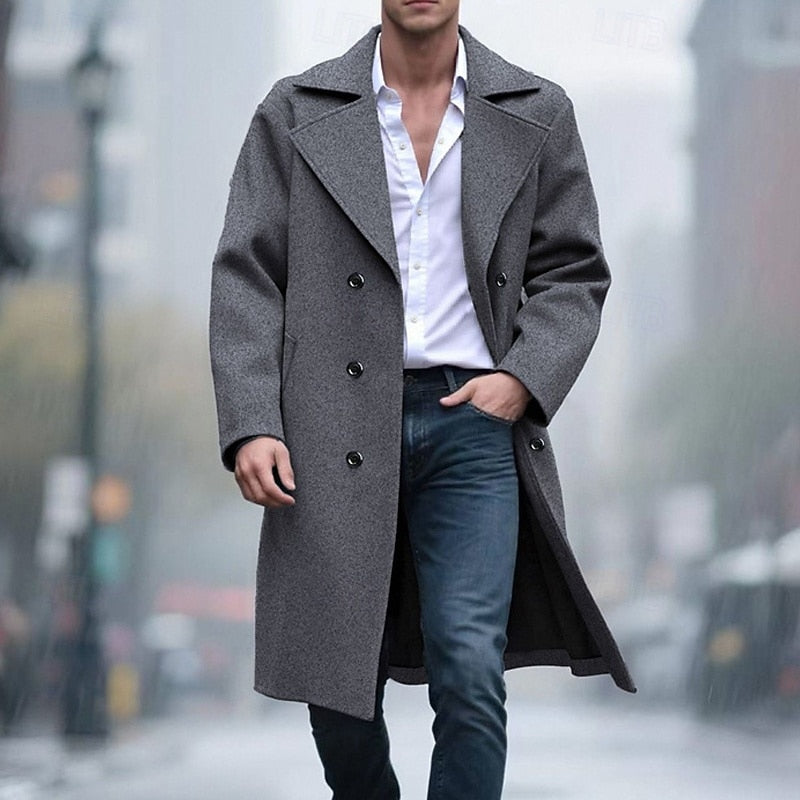 Tailored Long Overcoat for Men, Plus Size