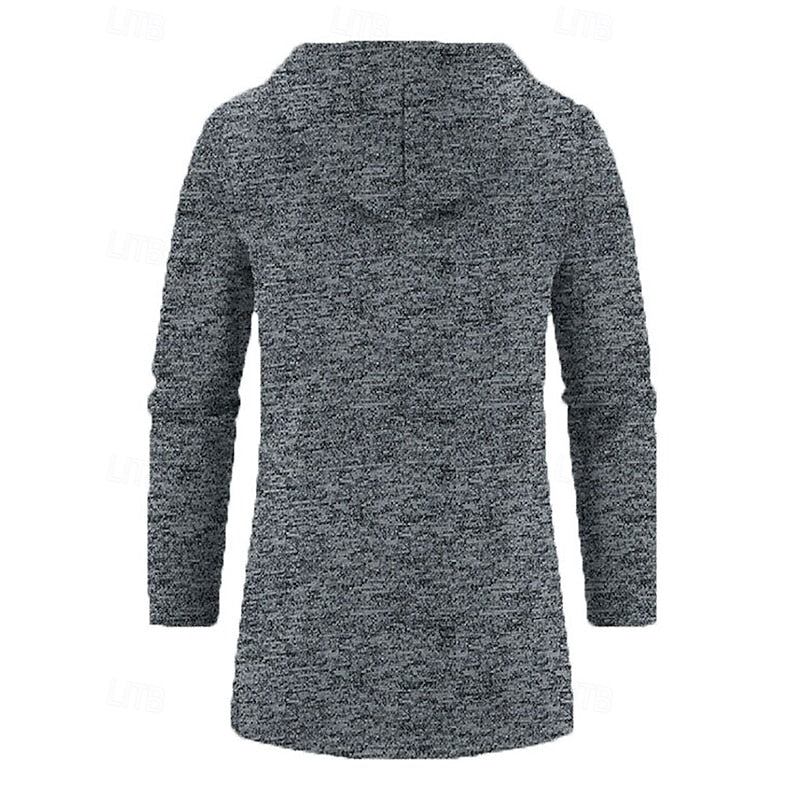 Hooded Longline Coat for Men, Plus Size