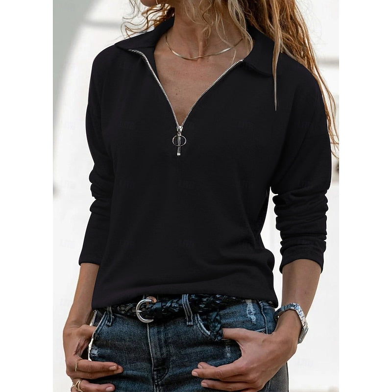 Relaxed Quarter-Zip Top for Women