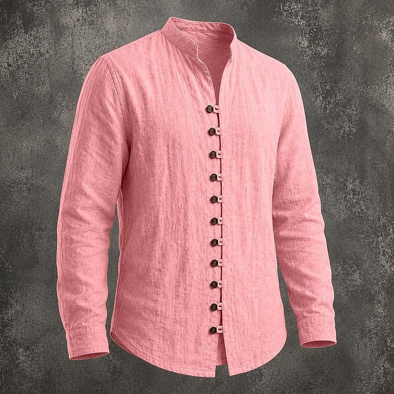 Band Collar Casual Shirt for Men, Plus Size