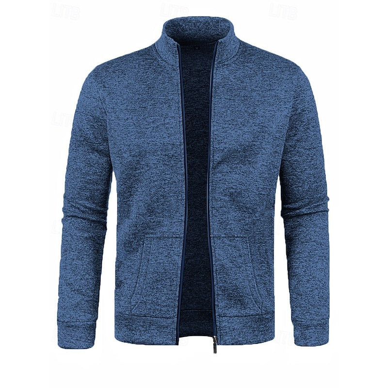 Full-Zip Stand Collar Jacket for Men, Plus Size