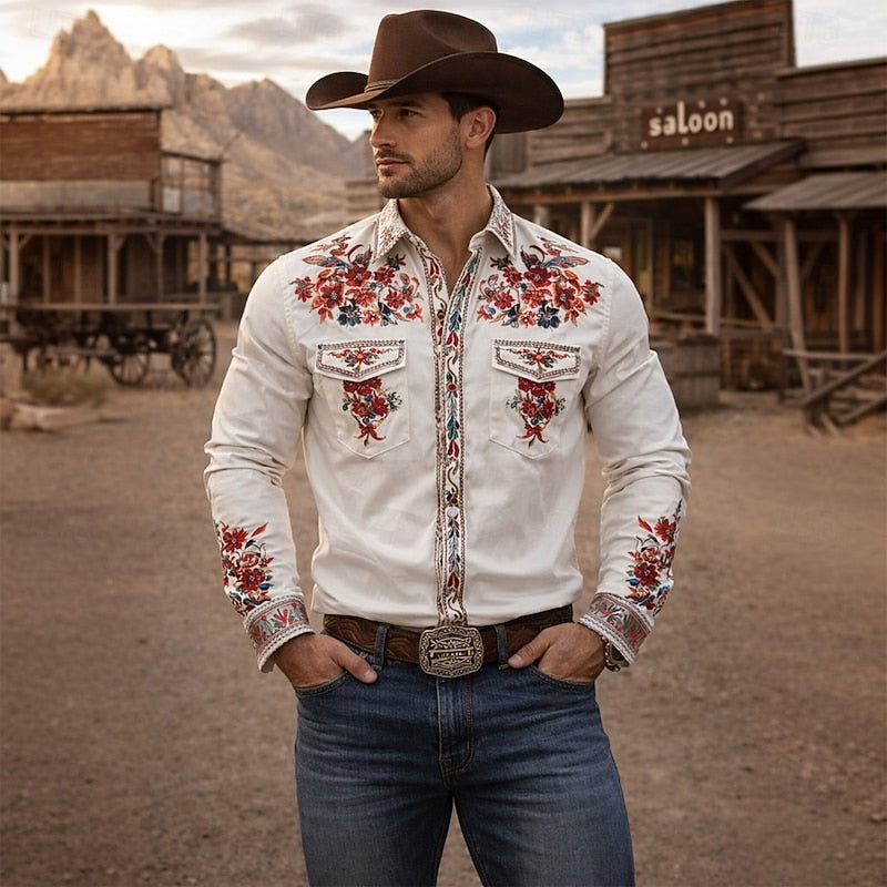 Embroidered Western Shirt for Men