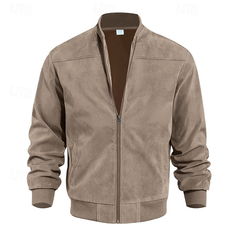 Stand-Collar Zip Jacket for Men, Plus Size