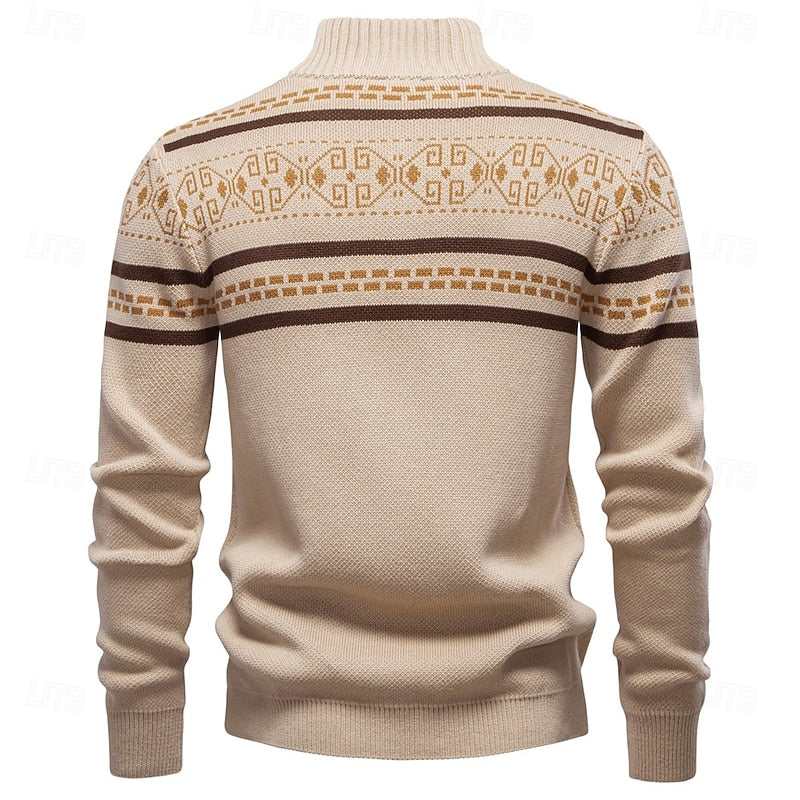 Fair Isle Zip-Up Christmas Cardigan for Men