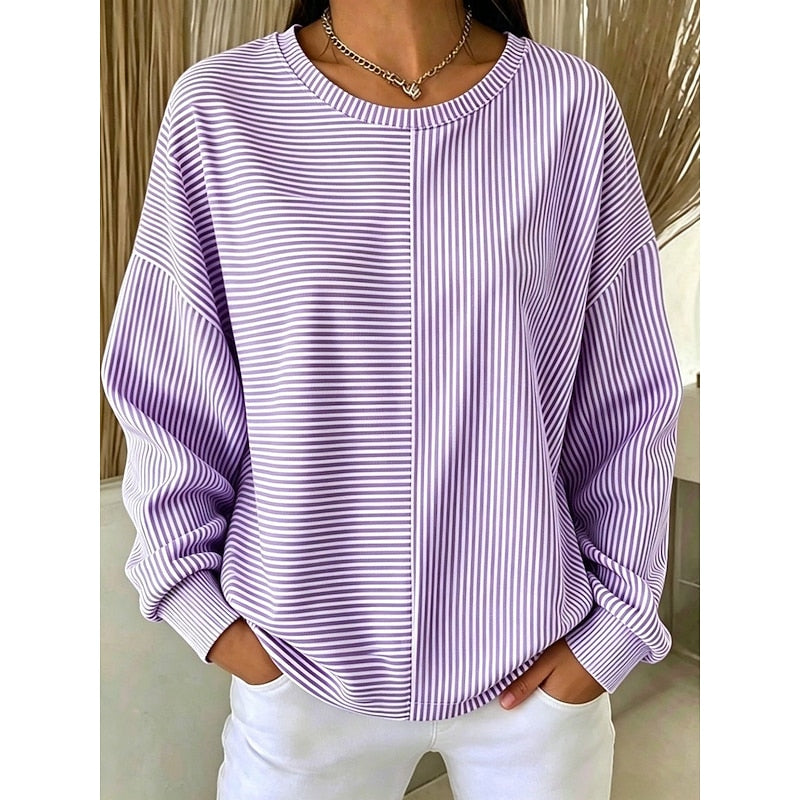 Striped Sweatshirt for Women, Relaxed Style
