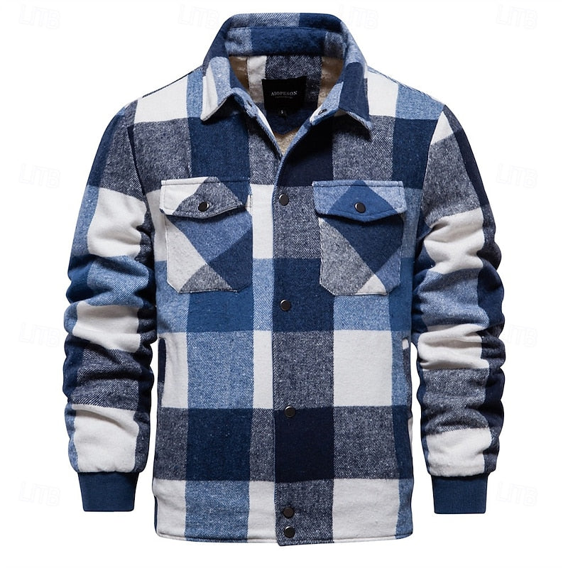 Rugged Plaid Shirt Jacket for Men