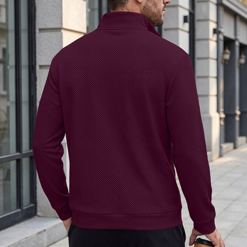 Quarter-Zip Pullover for Men, Textured Style