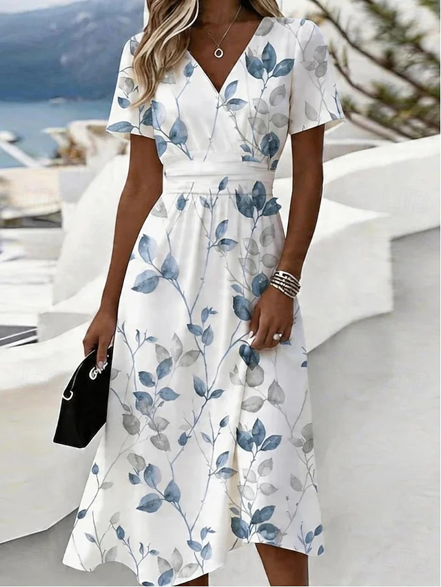 Flowing Floral Midi Dress for Women