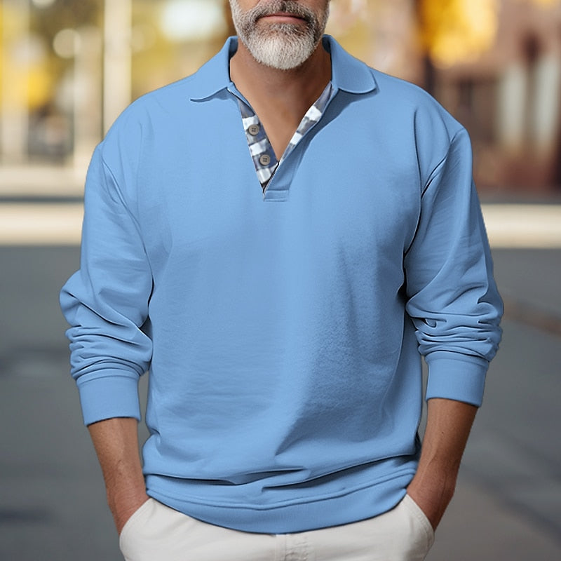 Polo-Collar Sweatshirt for Men, Plus Size