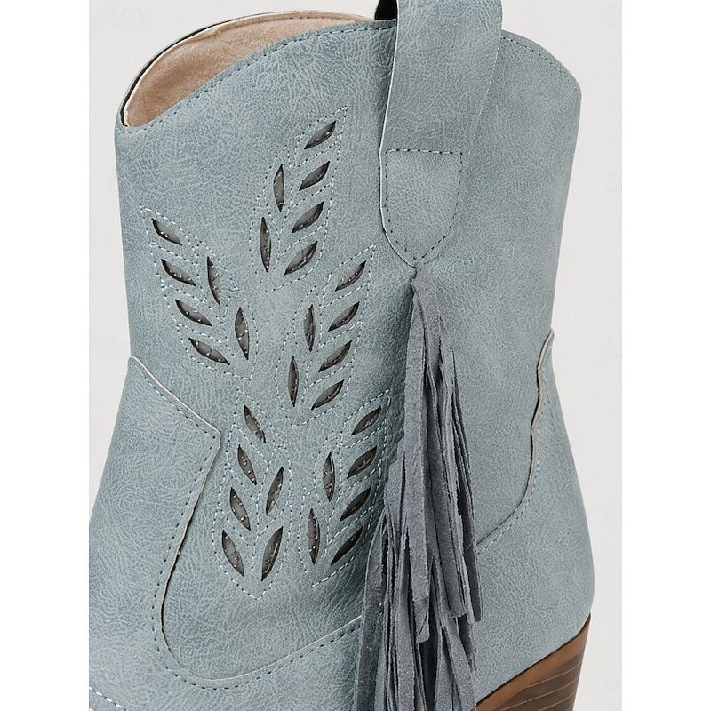Tasseled Western Ankle Boots for Women