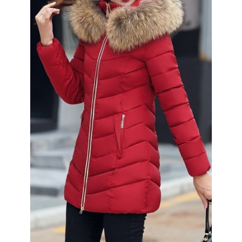 Hooded Quilted Winter Parka for Women, Plus Size