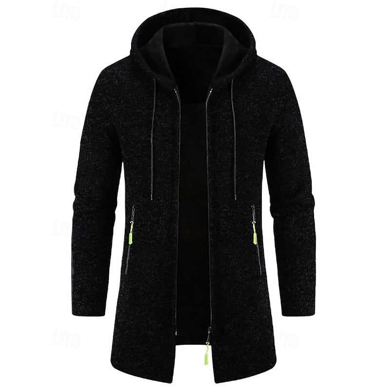 Hooded Longline Coat for Men, Plus Size