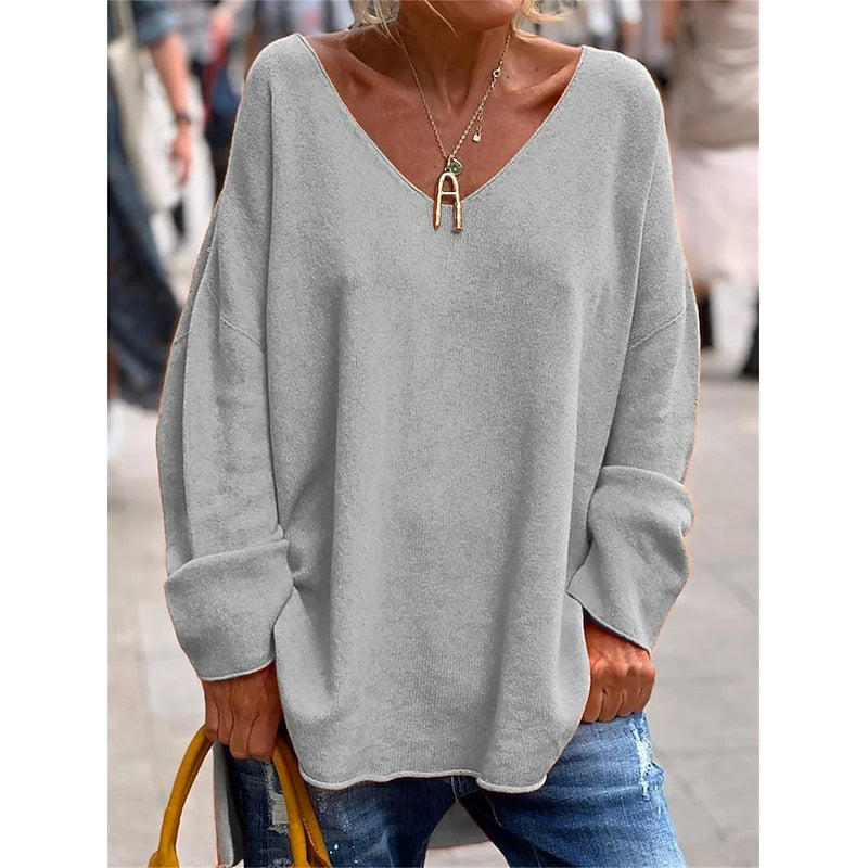 Relaxed V-Neck Pullover for Women