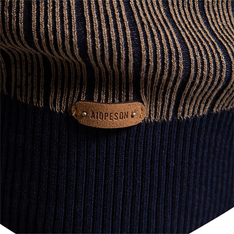 Ribbed Mock Neck Sweater for Men