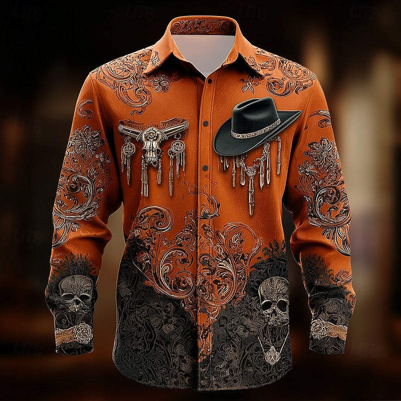 Western Halloween Statement Shirt for Men, Plus Size
