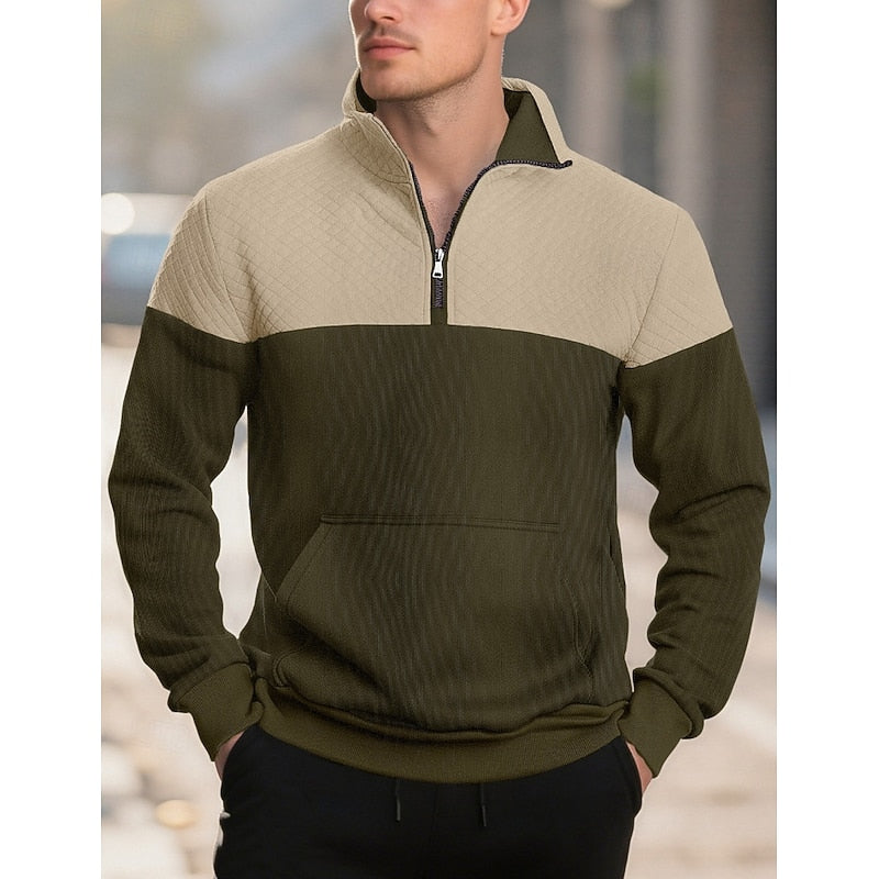 Quarter-Zip Sweatshirt for Men, Textured Style