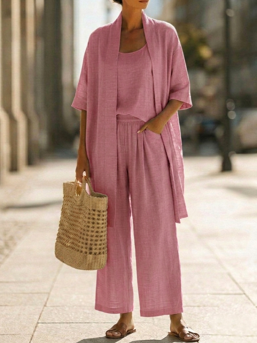 Effortless Summer Three-Piece Set for Women, Plus Size