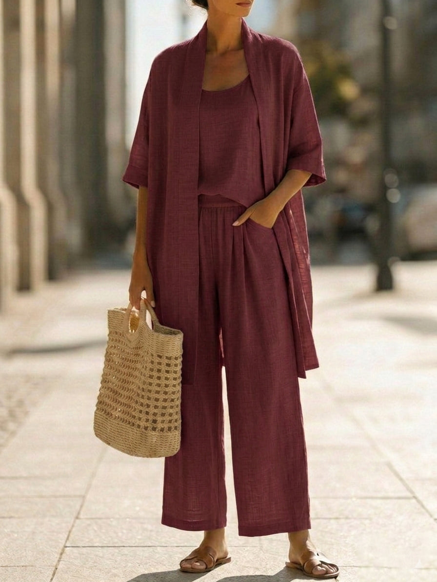 Effortless Summer Three-Piece Set for Women, Plus Size