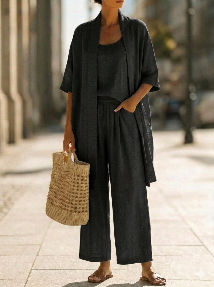 Effortless Summer Three-Piece Set for Women, Plus Size