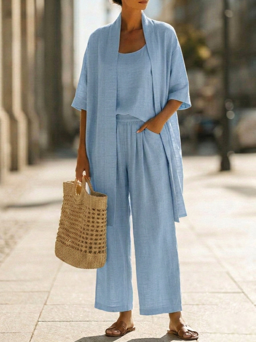 Effortless Summer Three-Piece Set for Women, Plus Size