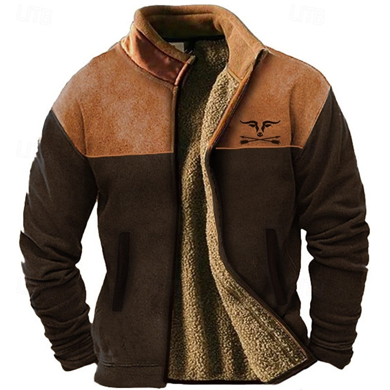 Rugged Two-Tone Fleece Jacket for Men