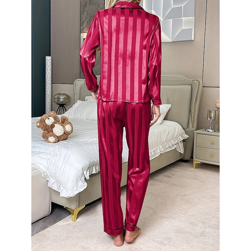 Elegant Long-Sleeve Two-Piece Lounge Set for Women