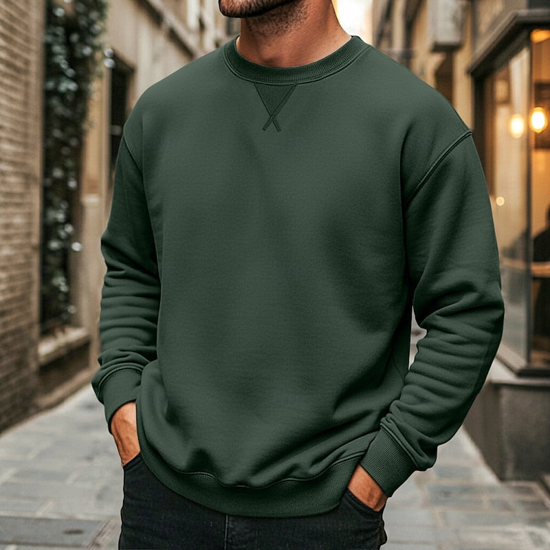 Crew Neck Sweatshirt for Men, Classic Style