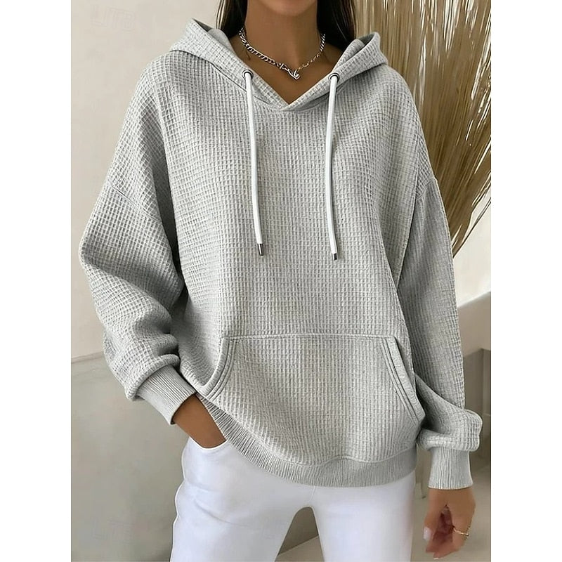 Textured Drawstring Hoodie for Women