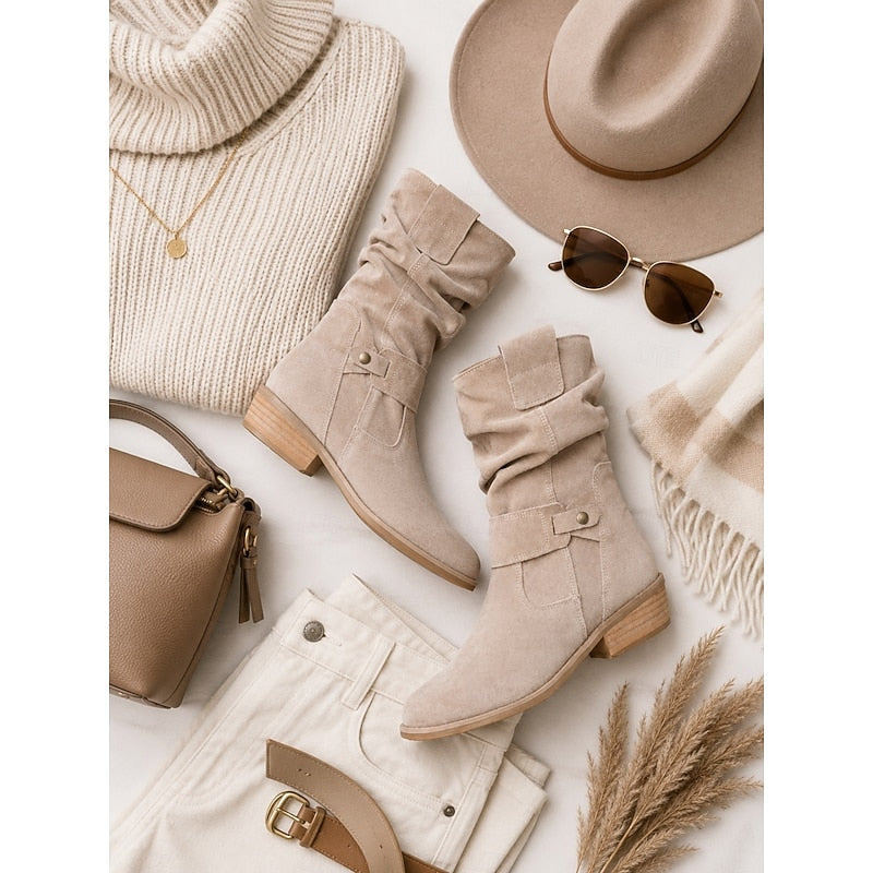 Women's Slouchy Buckle Ankle Boots