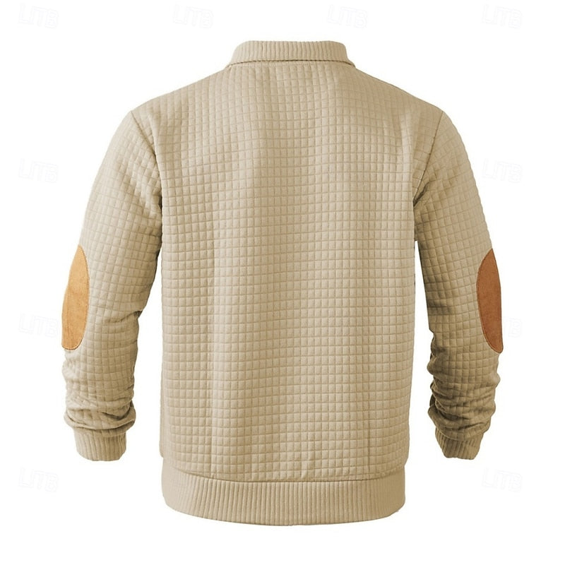 Standing-Collar Pullover for Men, Textured Style