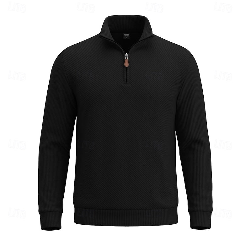 Quarter-Zip Pullover for Men, Textured Style
