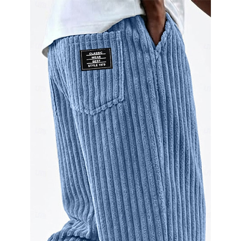 Ribbed Straight-Leg Pants for Men