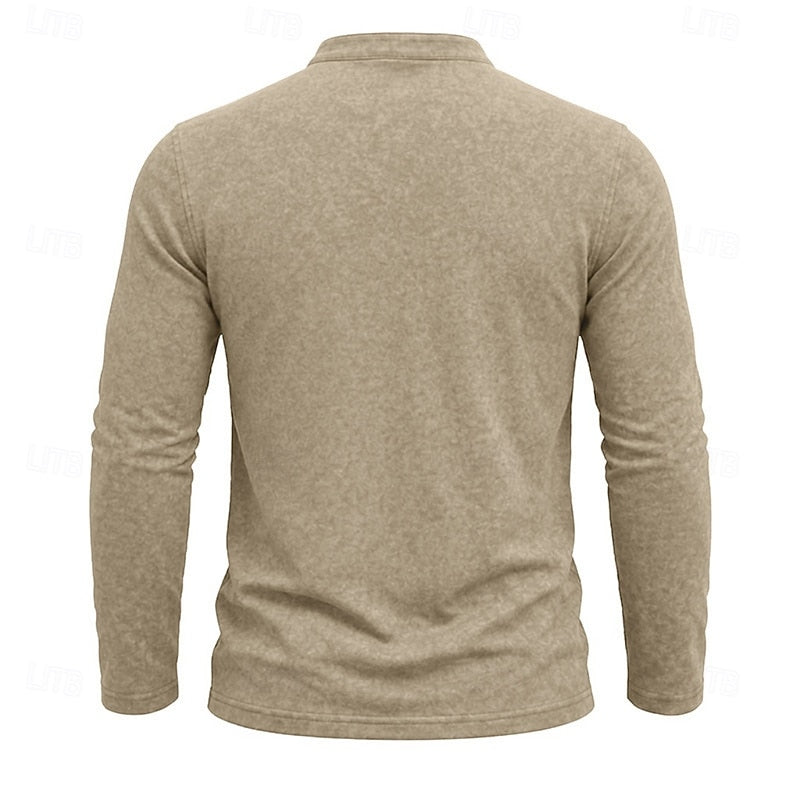 Classic Henley Long Sleeve Shirt for Men, Plus Size