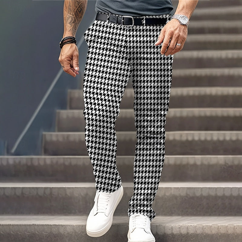 Houndstooth Pants for Men, Tailored Style
