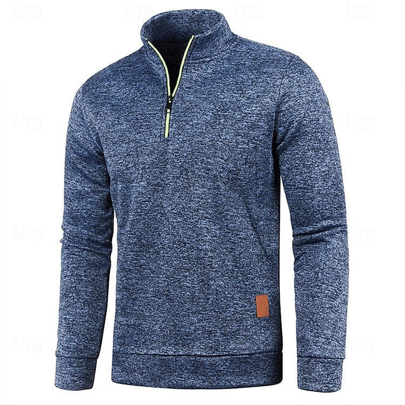 Quarter-Zip Long-Sleeve Polo for Men, Plus Size