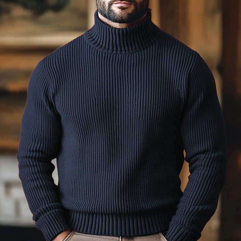 Ribbed Turtleneck Sweater for Men