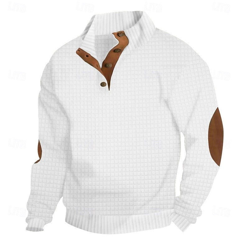Standing-Collar Pullover for Men, Textured Style