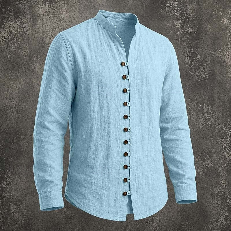 Band Collar Casual Shirt for Men, Plus Size